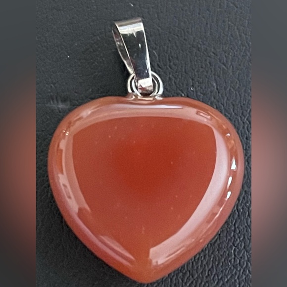 3 heart semi precious stones carnelian , Tigers eye Onyx each has a bail pendant - Picture 6 of 7